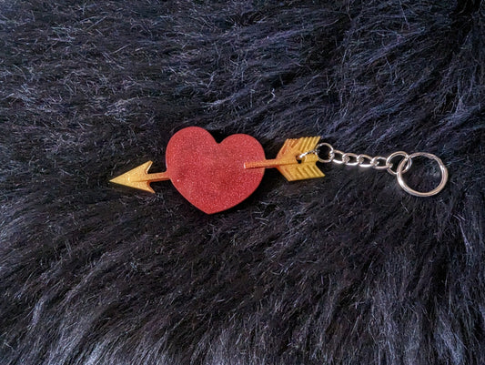 Heart Arrow Keychain Red/Gold