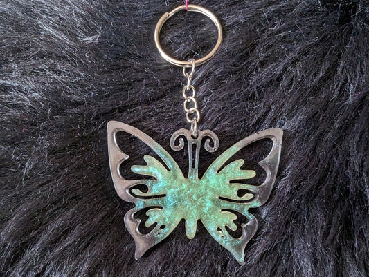 Butterfly Keychain Grey/Green