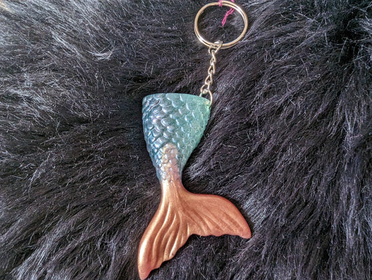 Mermaid Tail Keychain Green/Rose Gold