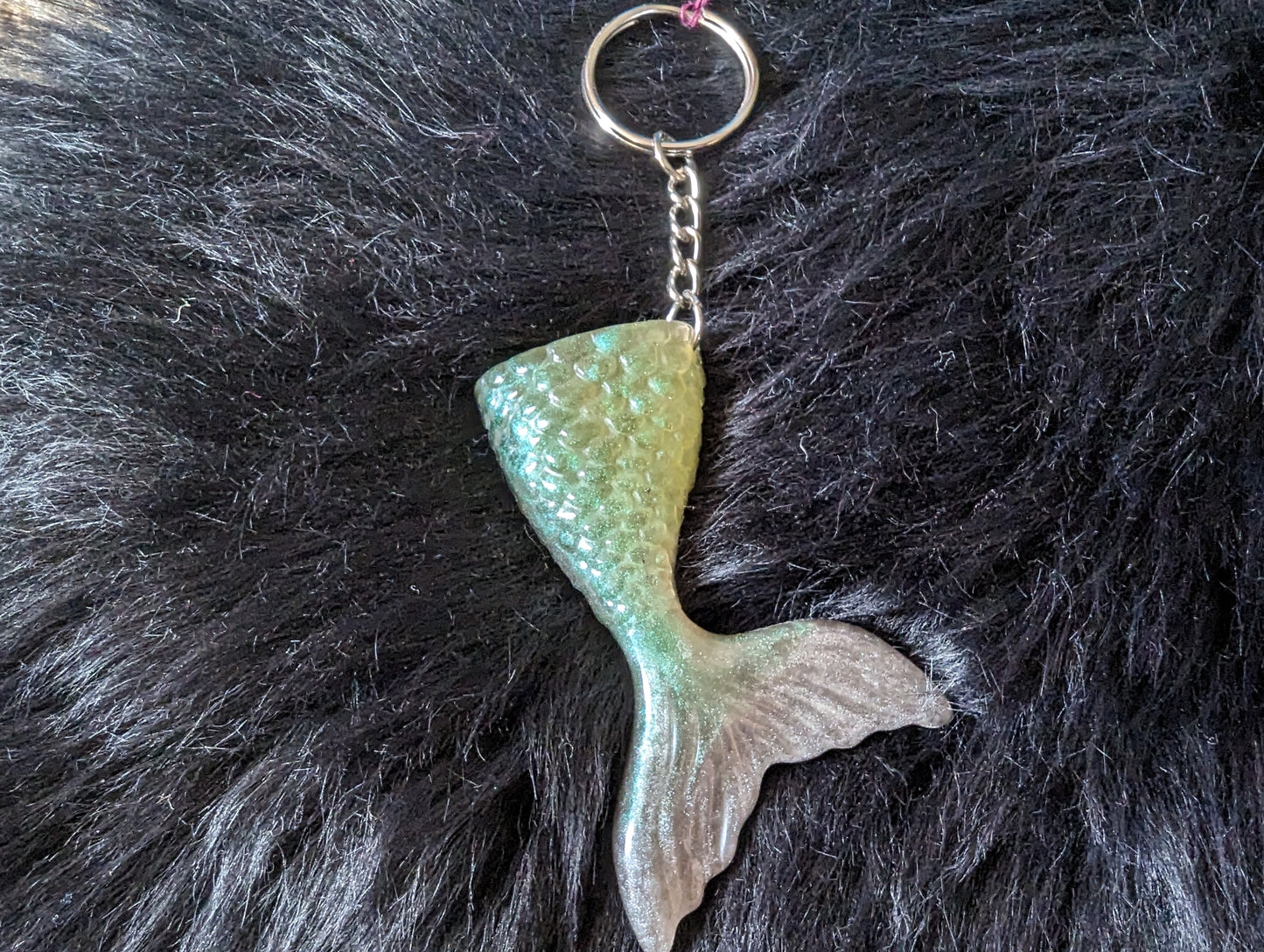 Mermaid Tail Keychain Green/Grey