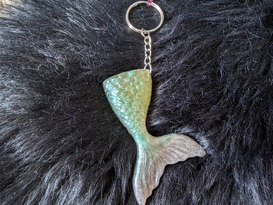 Mermaid Tail Keychain Green/Grey