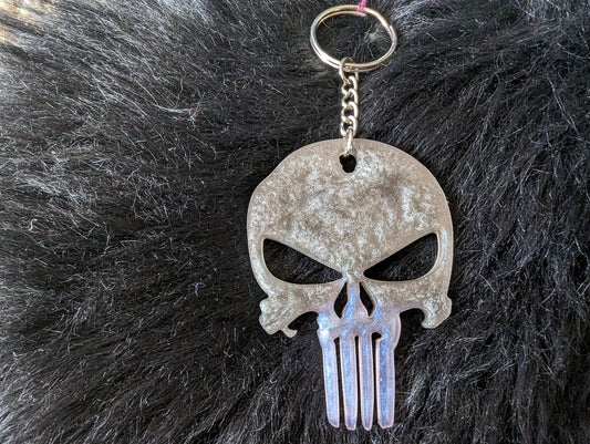 Skull Keychain Grey/Pink