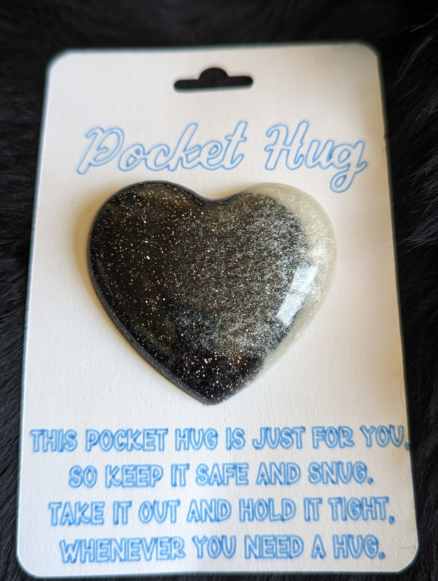 Pocket Hug Heart Glitter Black/Pearl