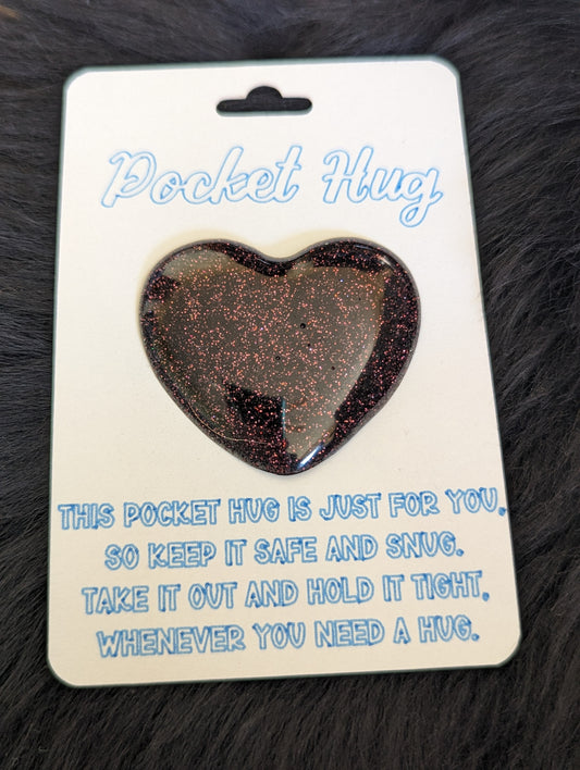 Pocket Hug Heart Dark Red Glitter