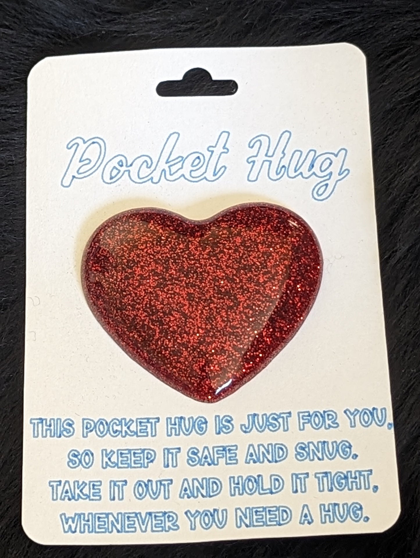 Pocket Hug Heart Red Glitter